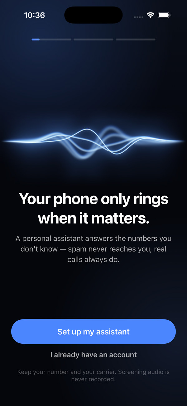 The Phone Screen welcome screen